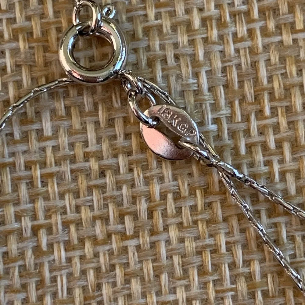 Elegant 18K White Gold Plated Butterfly Pearl Drop Necklace NWOT - Picture 7 of 12